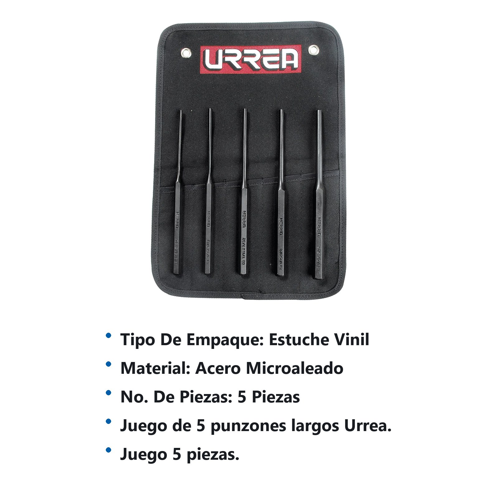 Juego de punzones botadores rectos largos, 5 piezas Urrea - Imagen 3