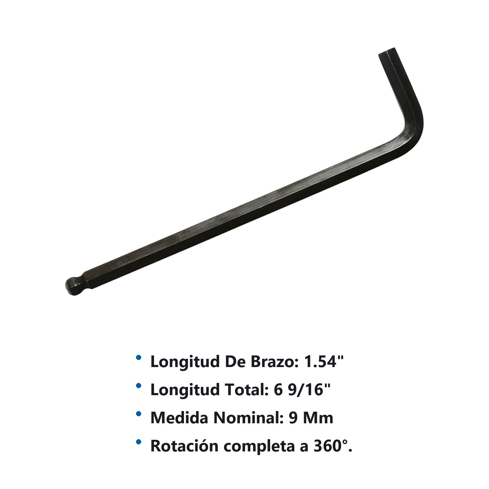 Llave hexagonal tipo "L" punta de bola, métrica, 9 mm Urrea - Imagen 3