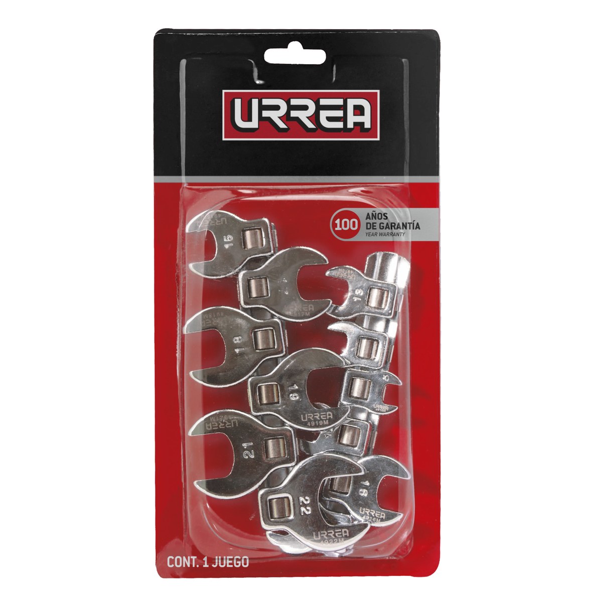 Juego de llaves pata de cuervo cuadro de 3/8", métricas, 12 piezas Urrea - Imagen 2