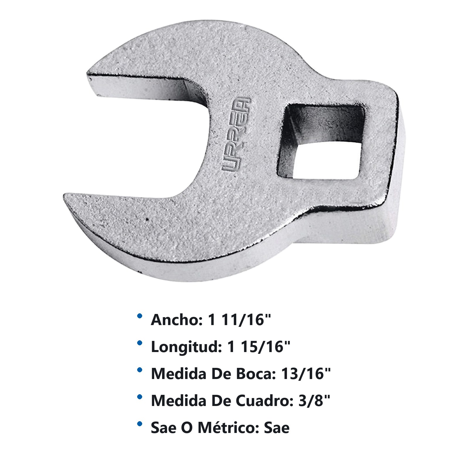 Llave pata de cuervo cuadro de 3/8", en pulgadas, 13/16" Urrea - Imagen 3