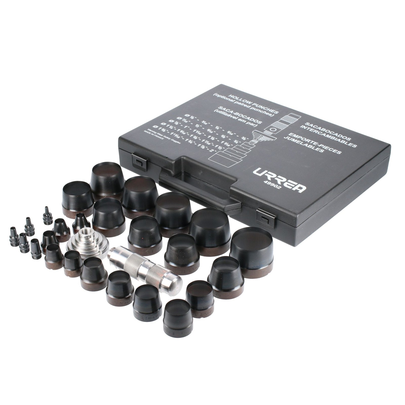 Juego de sacabocados con mango adaptador ergonónico de 1/8" a 2", 27 piezas Urrea - Imagen 2