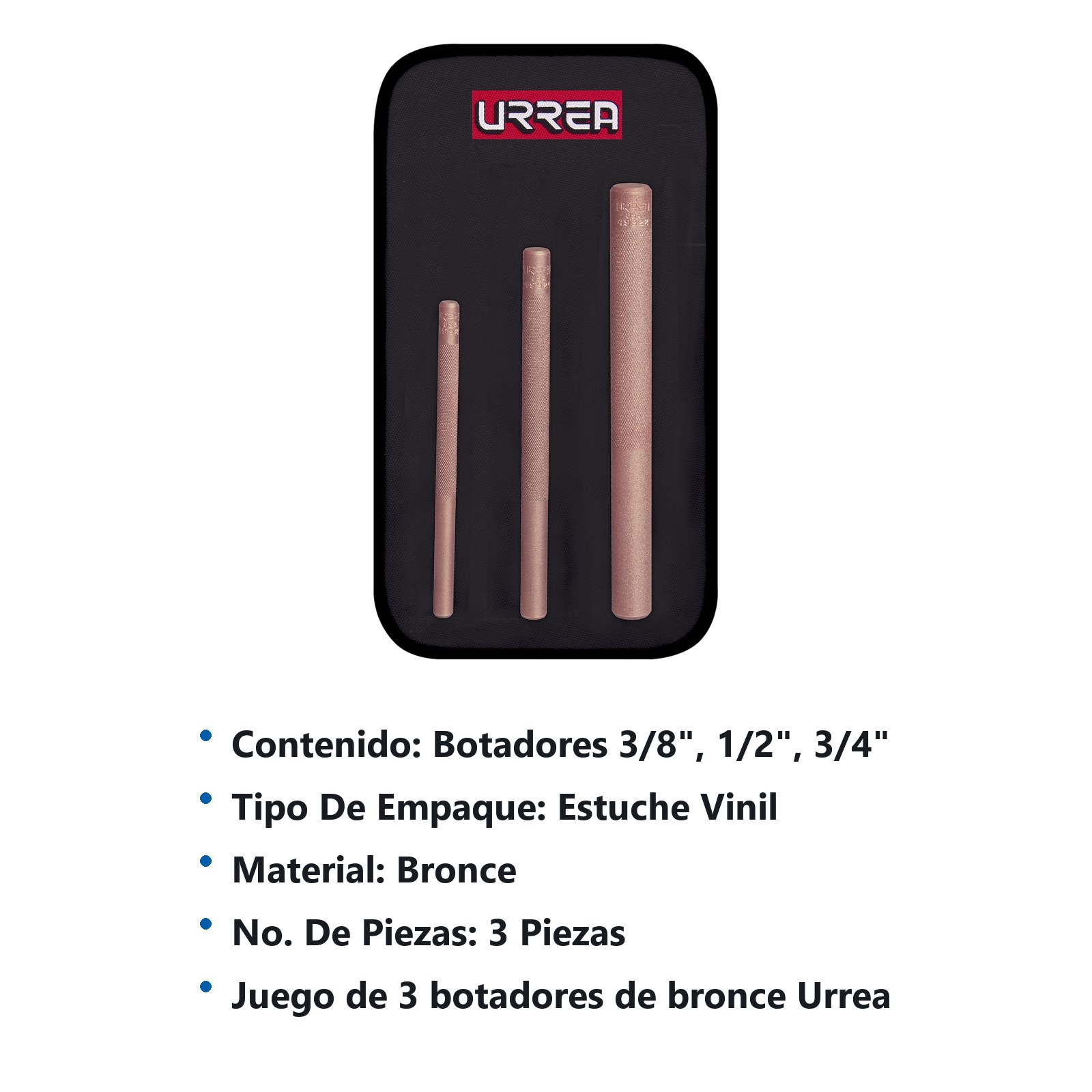 Juego de botadores de bronce, 3 piezas Urrea - Imagen 2