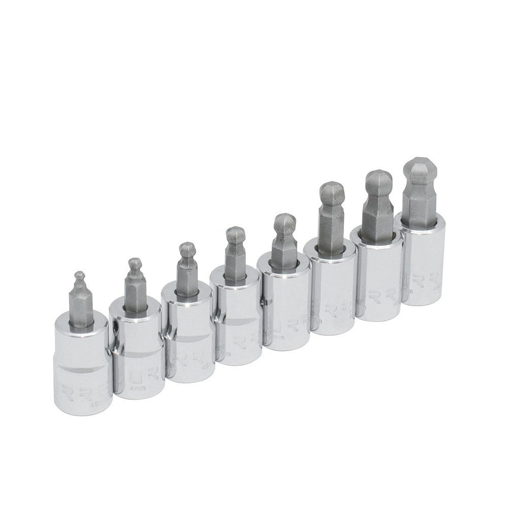 Juego de dados con punta hexagonal tipo bola cuadro de 3/8", métricos, 8 piezas Urrea