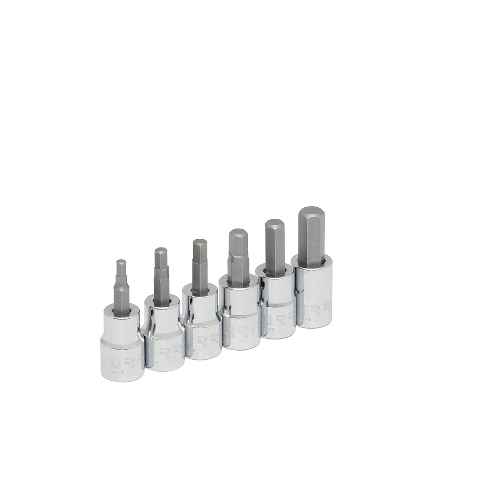 Juego de dados punta hexagonal cuadro de 3/8", métricos, 6 piezas Urrea