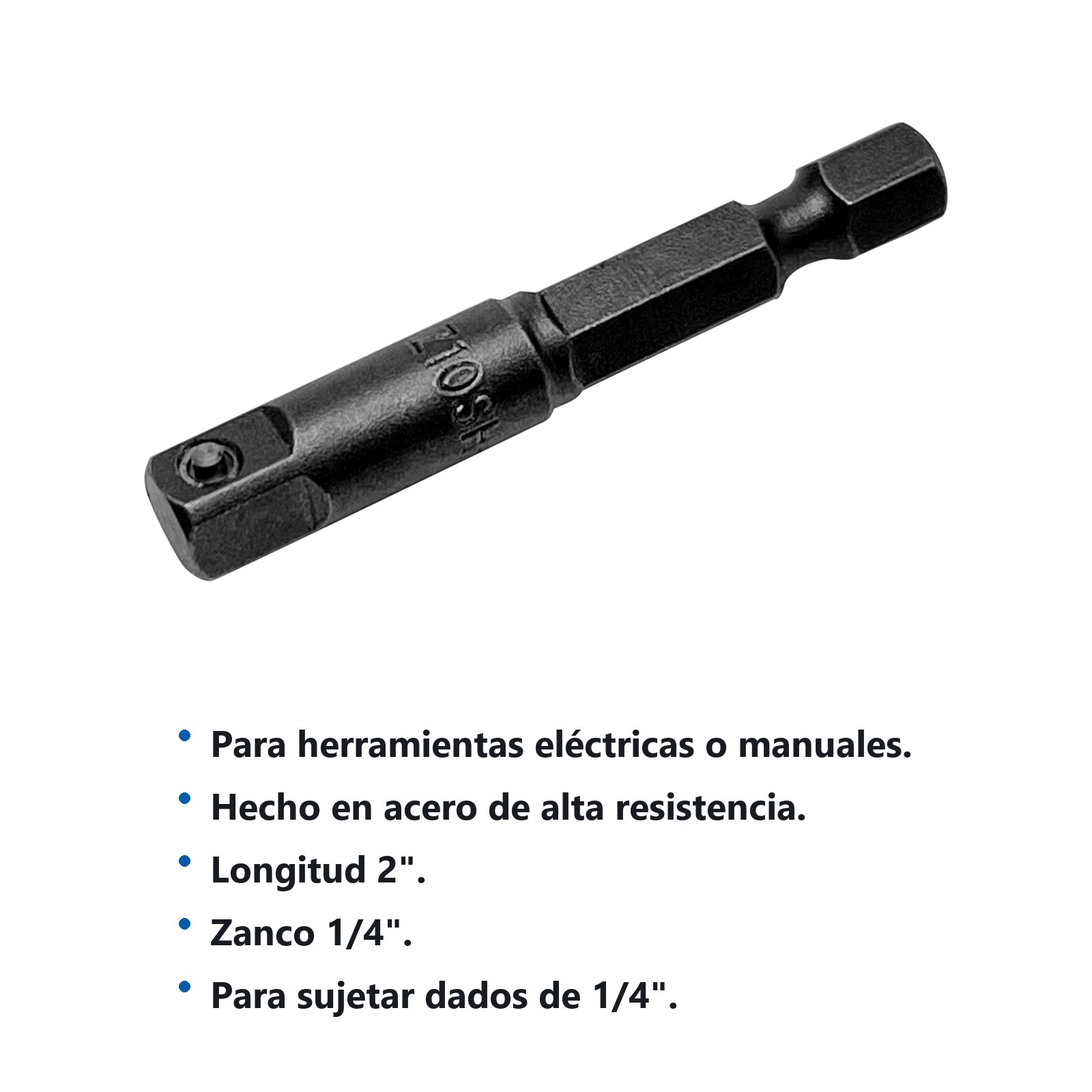 Adaptador con perno para dados cuadro hembra de 1/4", hexágono de 1/4" x 2" Urrea - Imagen 2