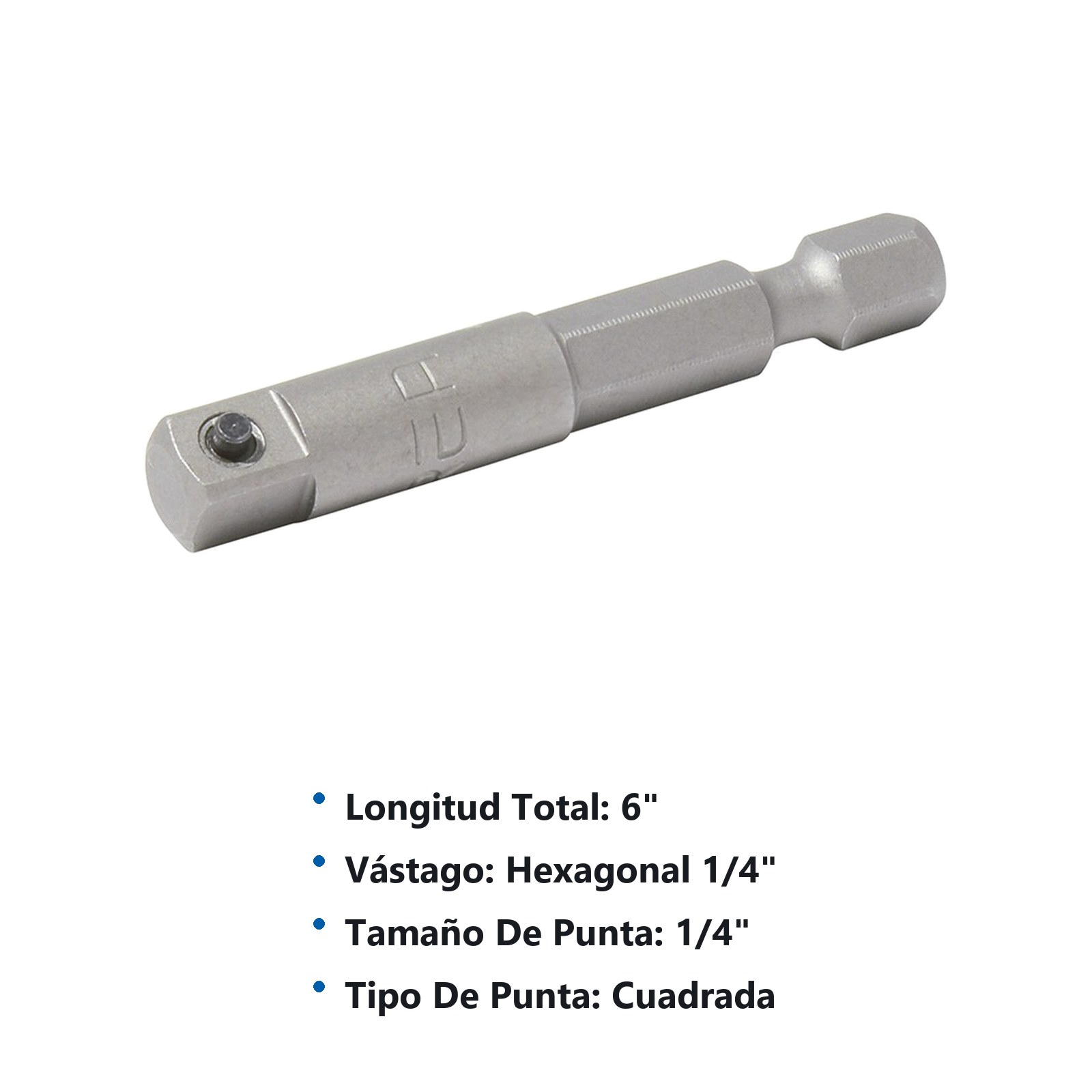 Adaptador con perno para dados cuadro hembra de 1/4", hexágono de 1/4" x 6" Urrea - Imagen 3