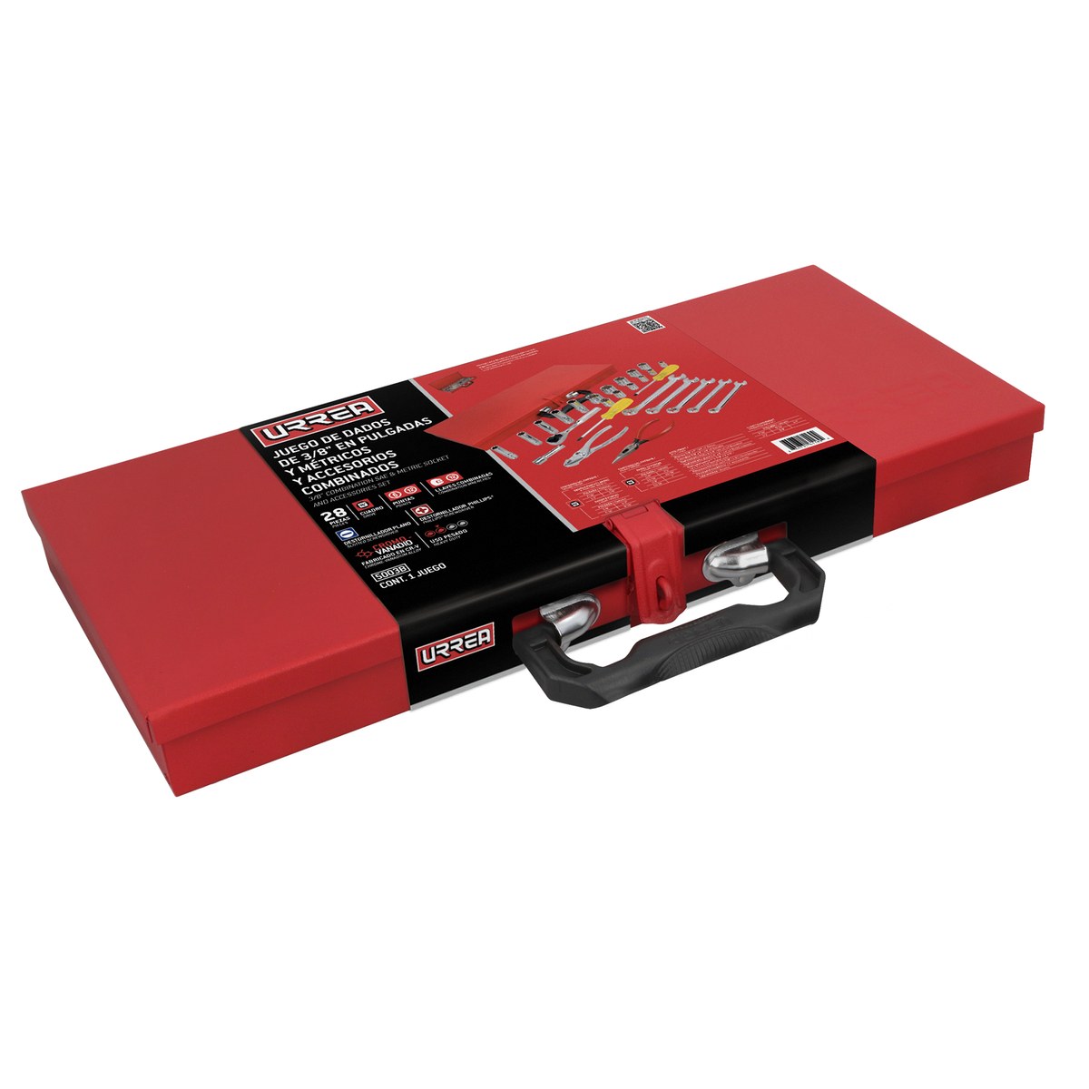 Juego de dados y accesorios cuadro de 3/8" en pulgadas, 28 piezas Urrea - Imagen 2