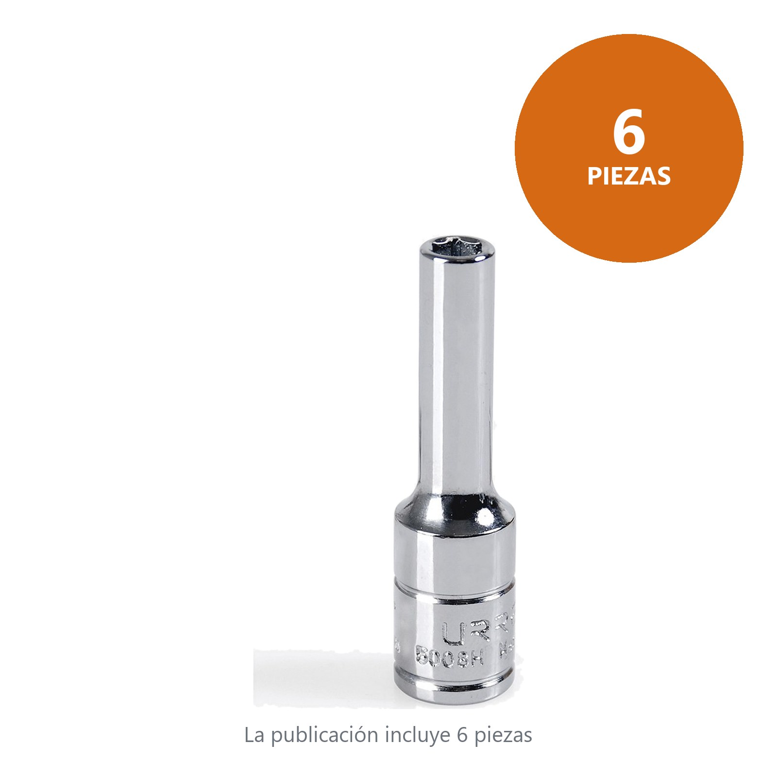 Dado largo cuadro de 3/8", 6 puntas, en pulgadas, 1/4" Urrea - Imagen 3