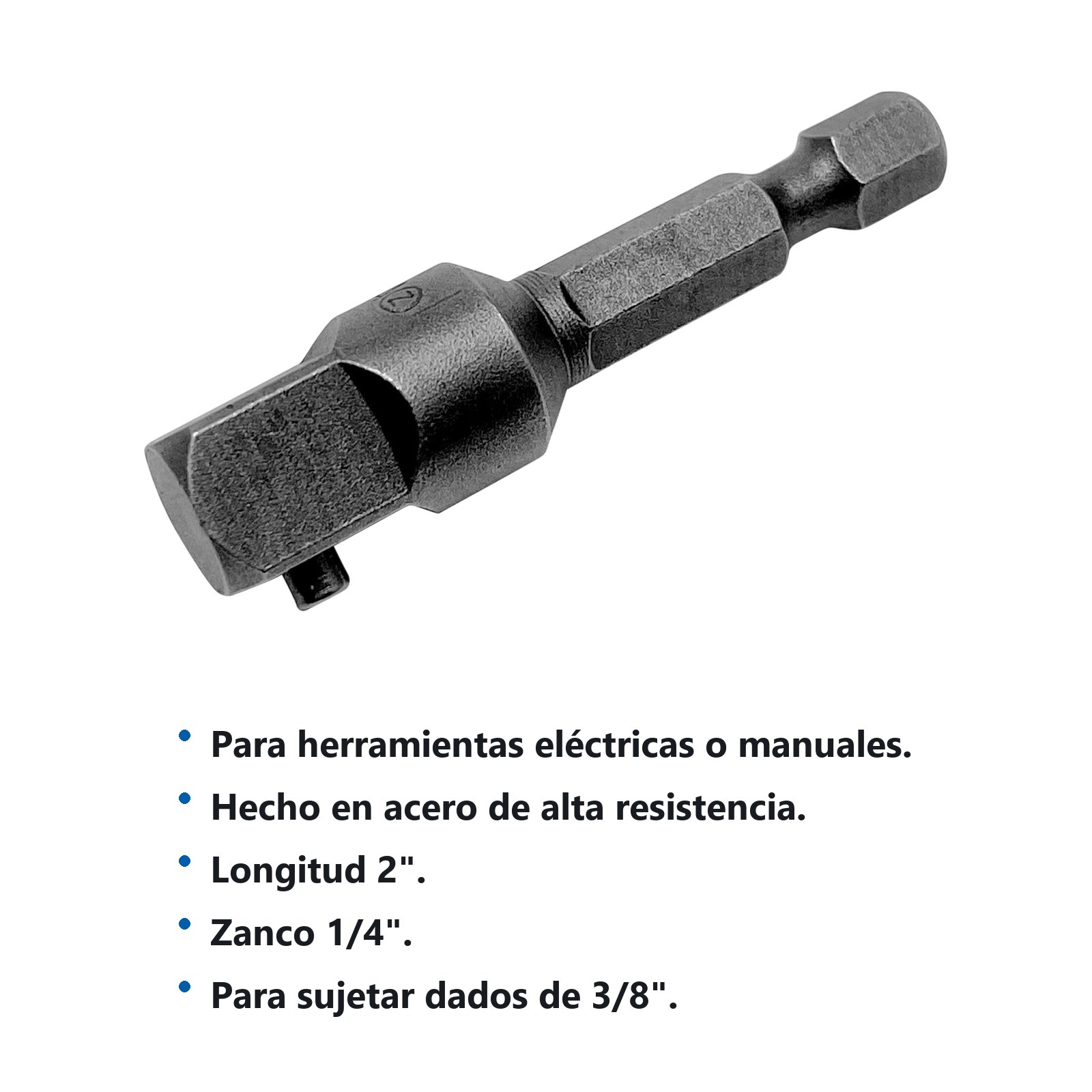 Adaptador con perno para dados cuadro hembra de 3/8", hexágono de 1/4" x 2" Urrea - Imagen 2