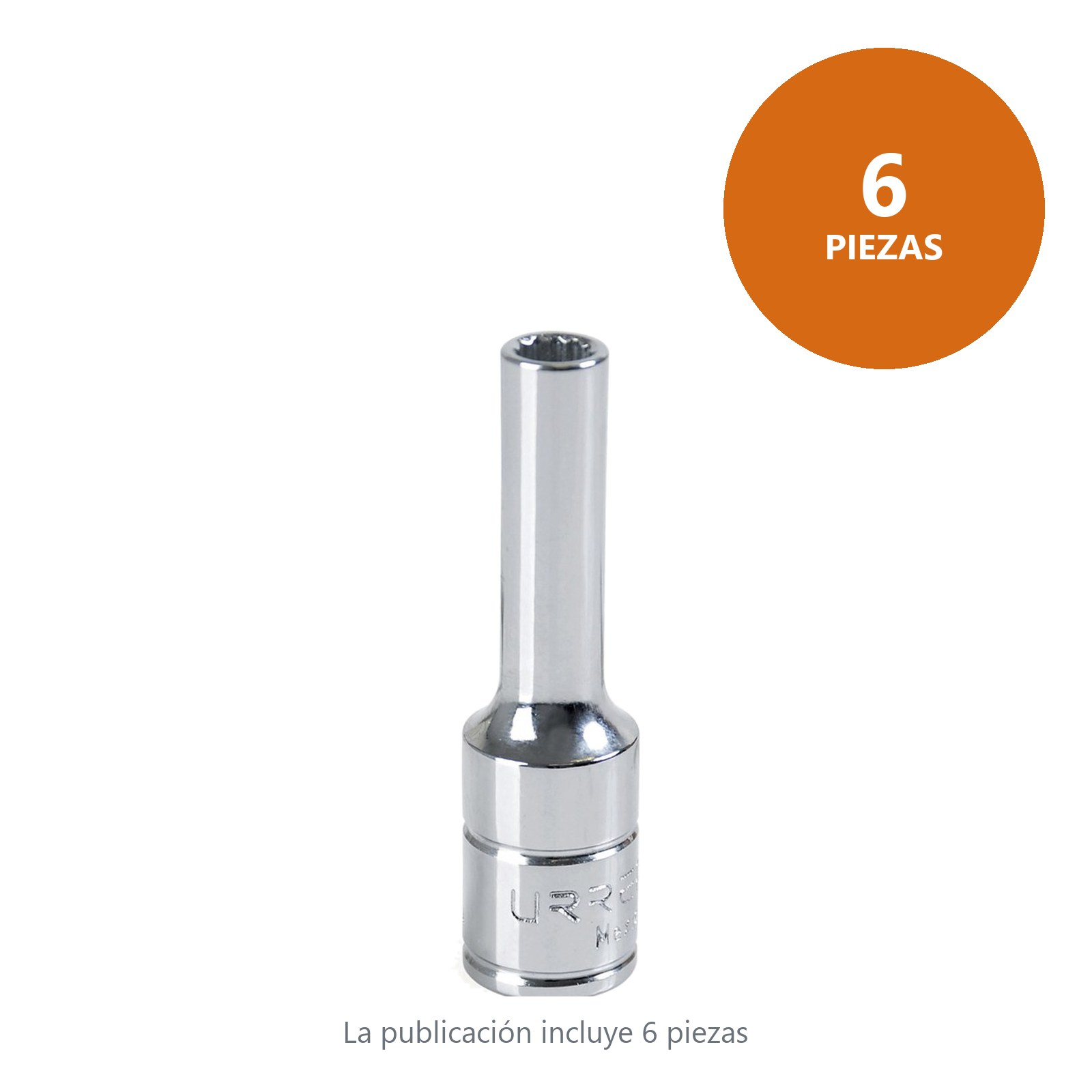 Dado largo cuadro de 3/8", 12 puntas, en pulgadas, 7/16" Urrea - Imagen 3