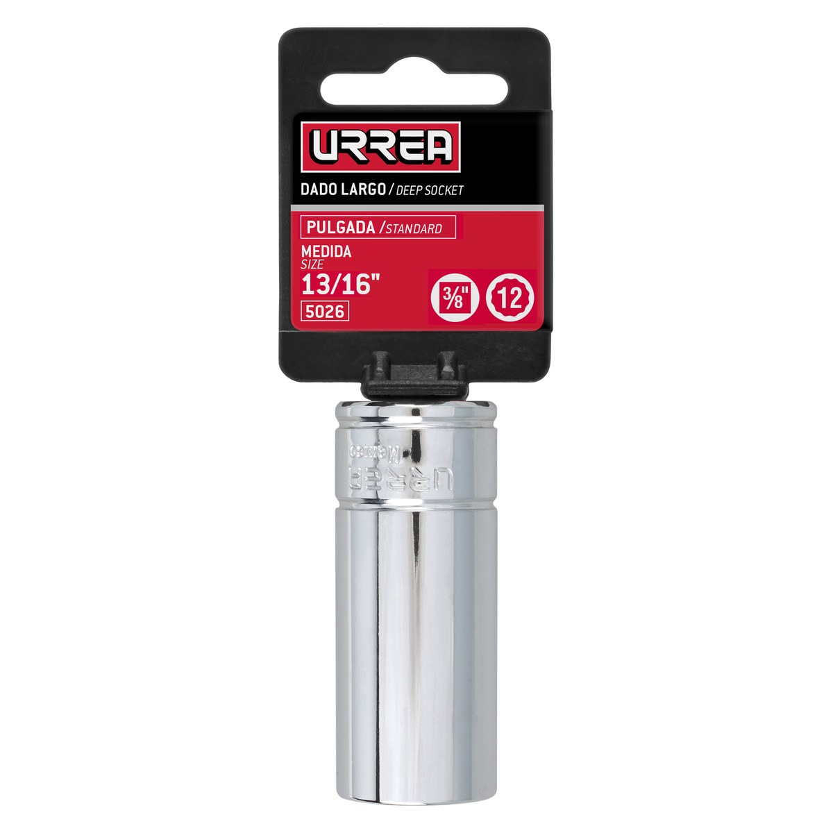 Dado largo cuadro de 3/8", 12 puntas, en pulgadas, 13/16" Urrea - Imagen 3