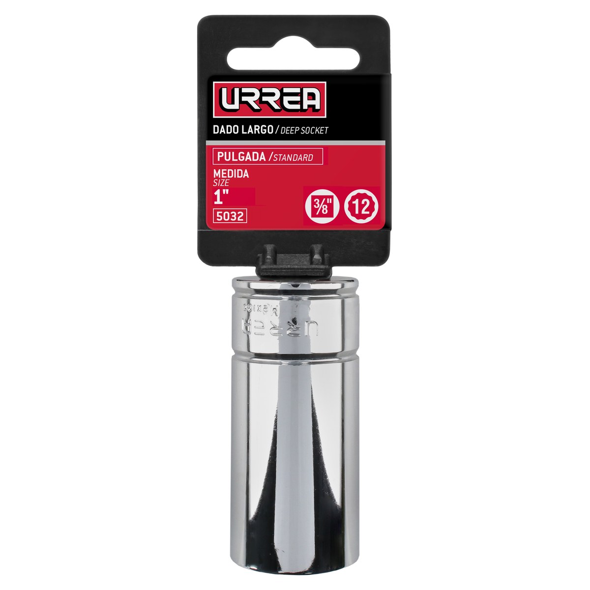 Dado largo cuadro de 3/8", 12 puntas, en pulgadas, 1" Urrea - Imagen 3