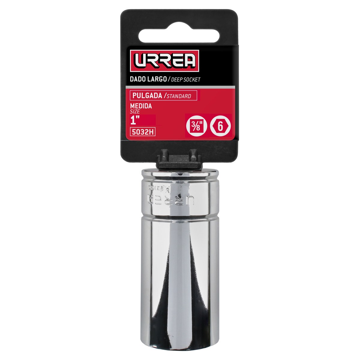 Dado largo cuadro de 3/8", 6 puntas, en pulgadas, 1" Urrea - Imagen 3