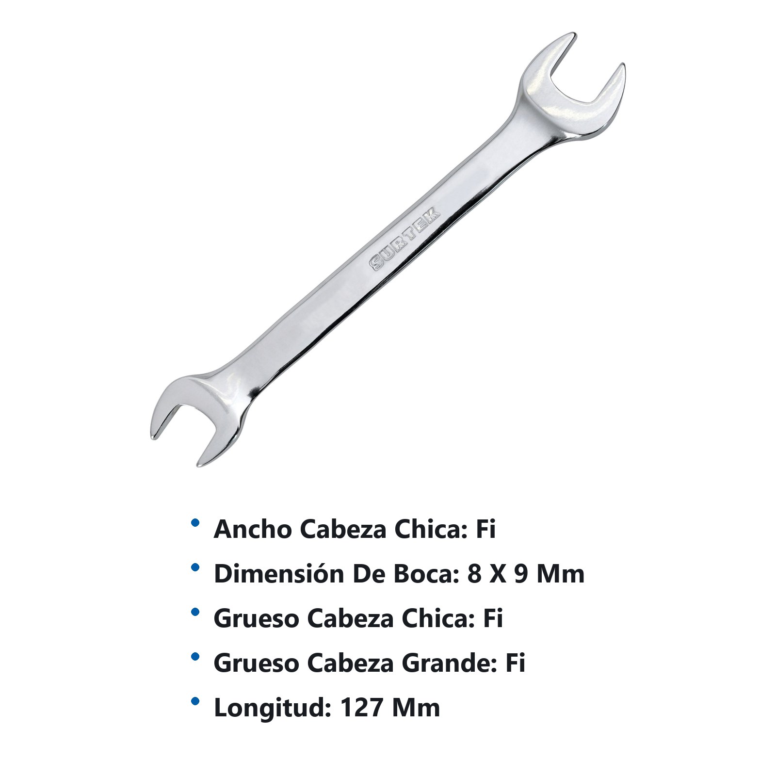 Llave española pulido espejo métrica, 8 x 9mm Surtek - Imagen 3
