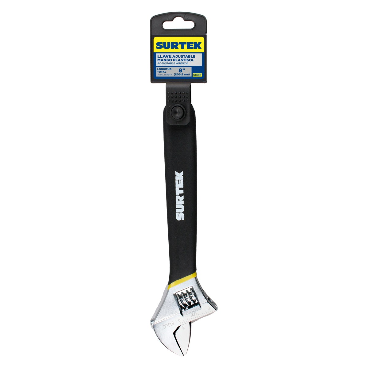 Llave ajustable cromada con mango Rubber grip de plastisol 8" Surtek - Imagen 2