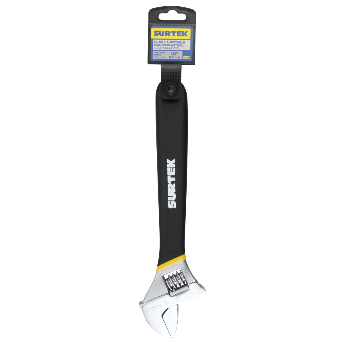 Llave ajustable cromada con mango Rubber grip de plastisol 10" Surtek - Imagen 2