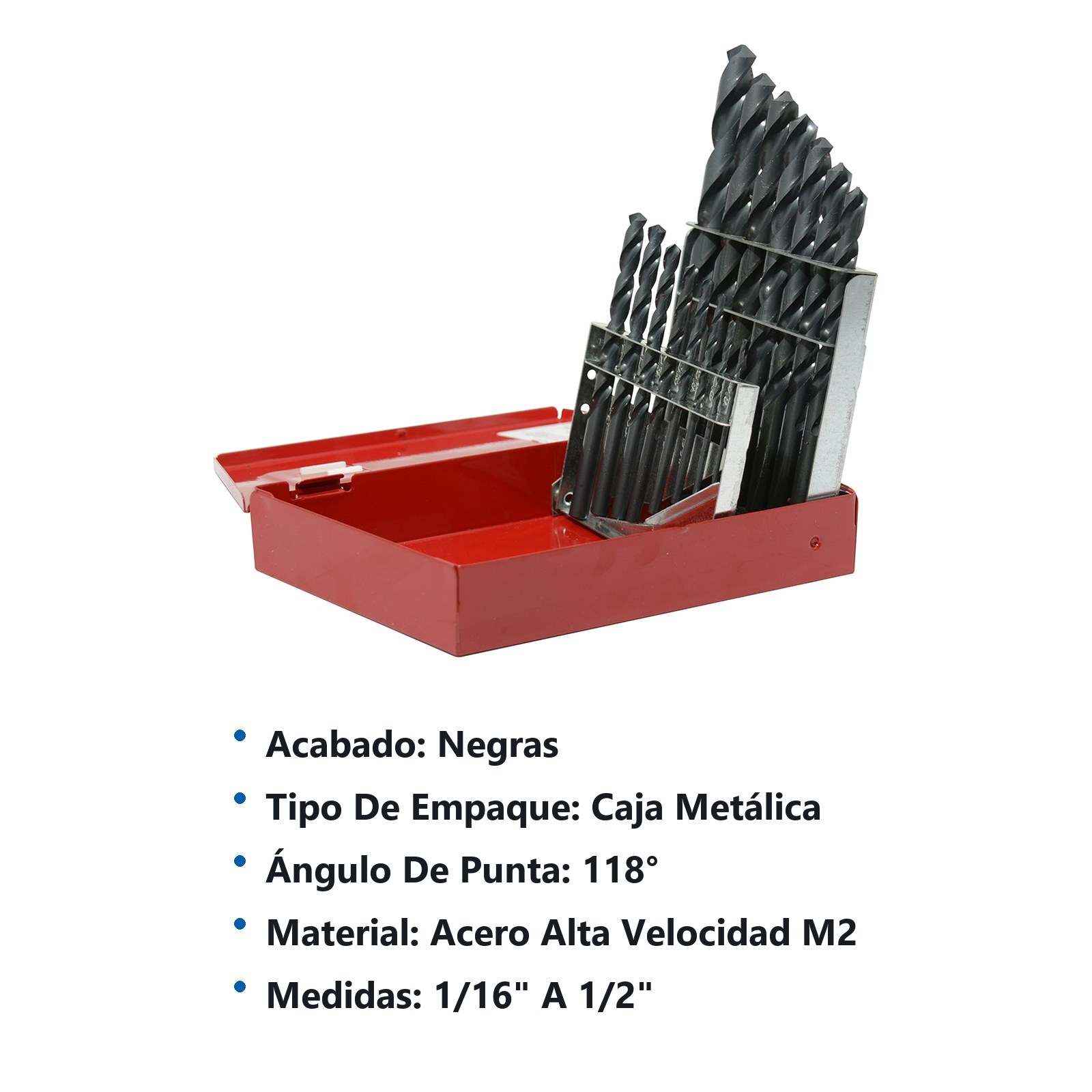 Juego de brocas negras de acero de alta velocidad zanco recto, 15 piezas Urrea - Imagen 2