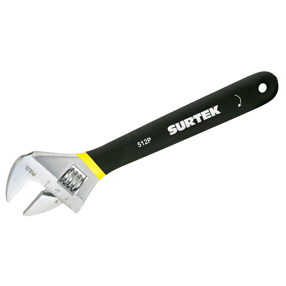 Llave ajustable cromada con mango Rubber grip de plastisol 12" Surtek