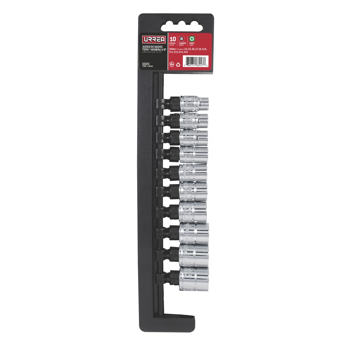 Juego de dados torx hembra cuadro de 3/8", 10 piezas Urrea - Imagen 2