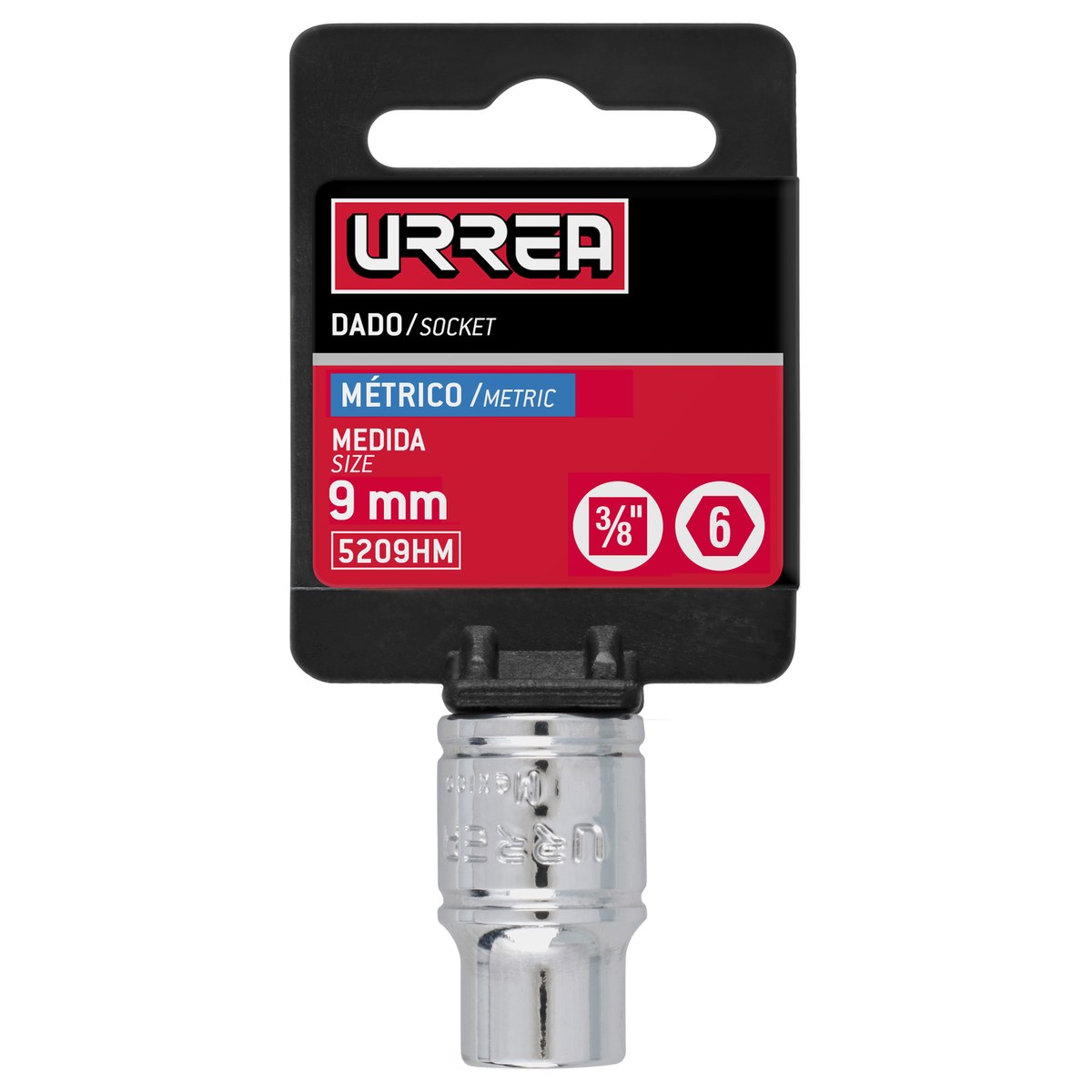 Dado cuadro de 3/8", 6 puntas, métrico, 9 mm Urrea - Imagen 2