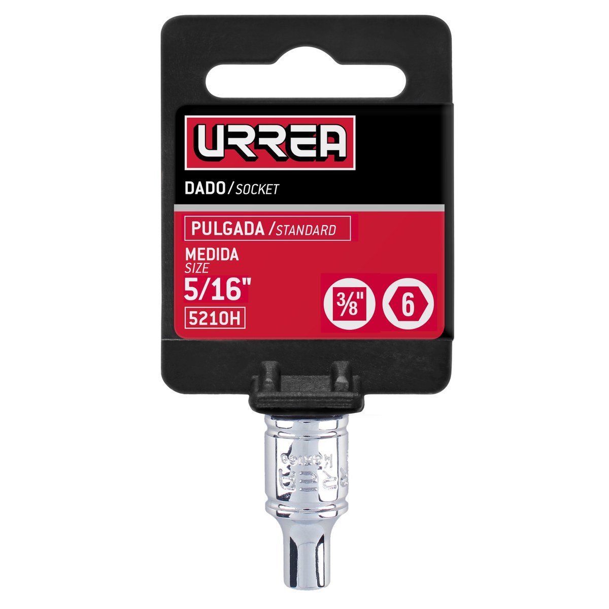Dado cuadro de 3/8", 6 puntas, en pulgadas, 5/16" Urrea - Imagen 3