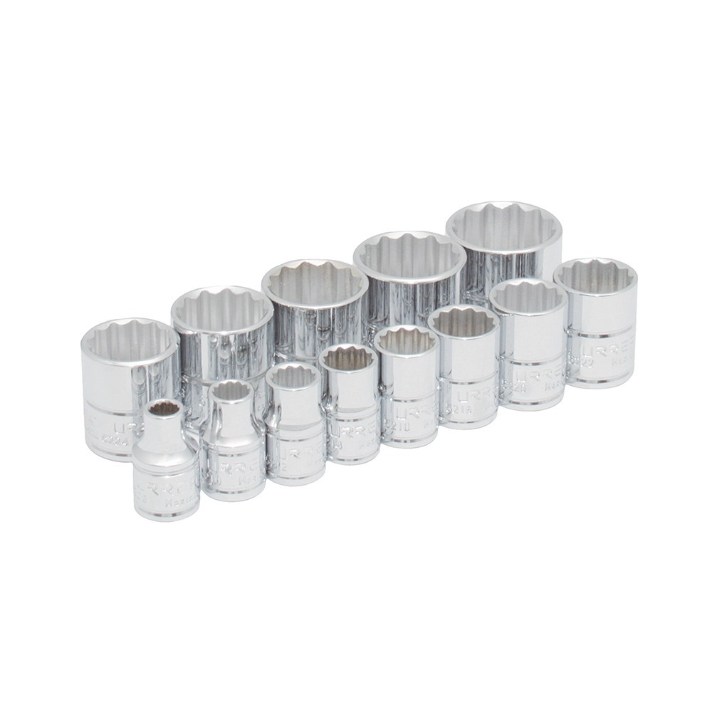 Juego de dados cuadro de 3/8", 12 puntas, en pulgadas, 13 piezas Urrea