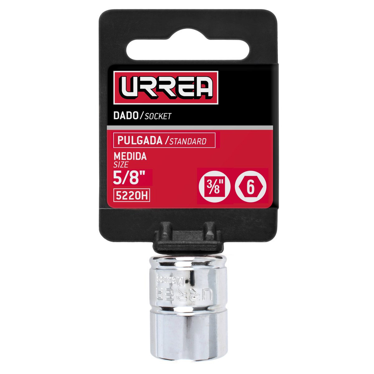 Dado cuadro de 3/8", 6 puntas, en pulgadas, 5/8" Urrea - Imagen 3