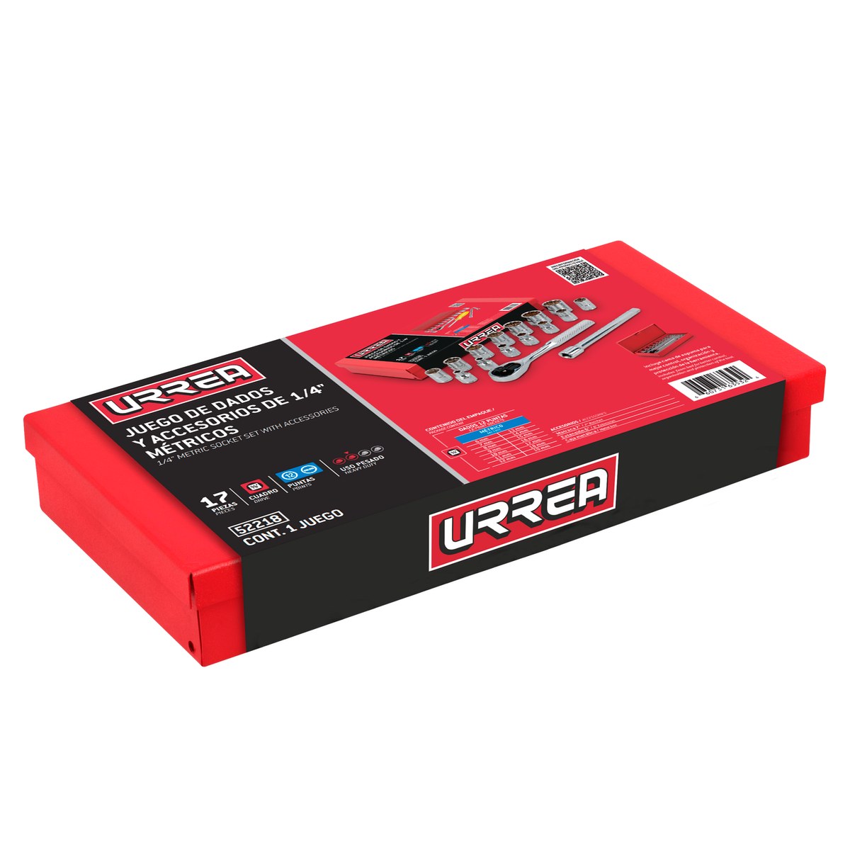 Juego de dados y accesorios cuadro de 3/8" métrico, 17 piezas Urrea - Imagen 2