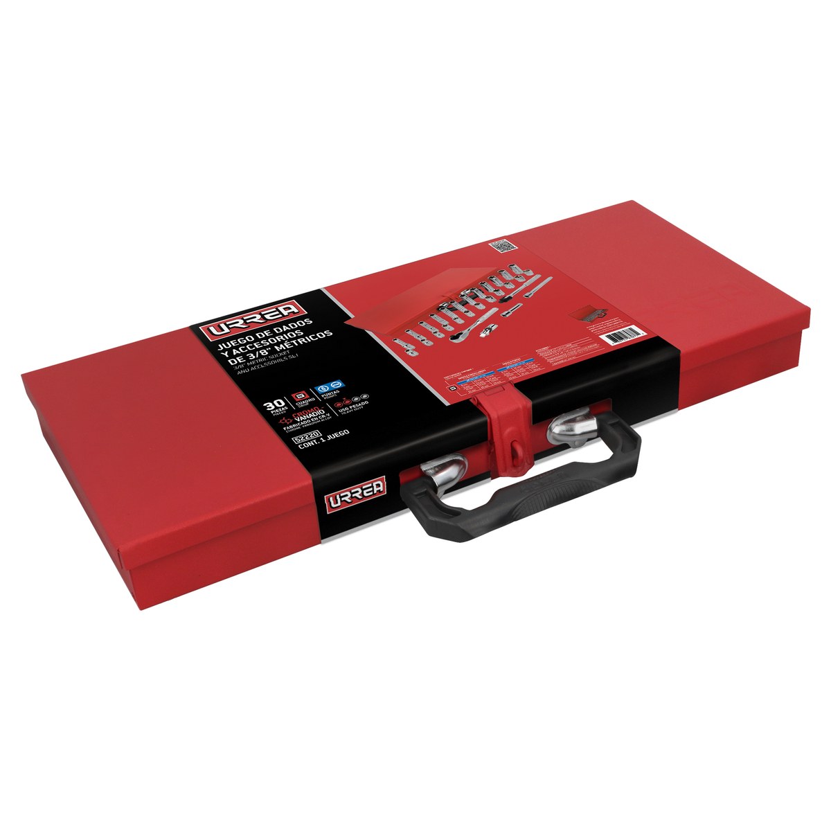 Juego de dados y accesorios cuadro de 3/8" métrico, 30 piezas Urrea - Imagen 2