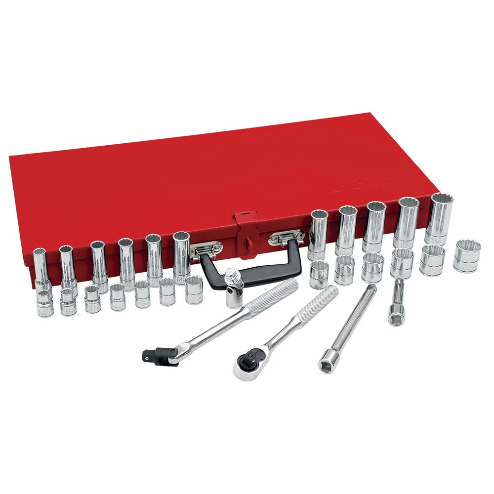 Juego de dados y accesorios cuadro de 3/8" métrico, 30 piezas Urrea