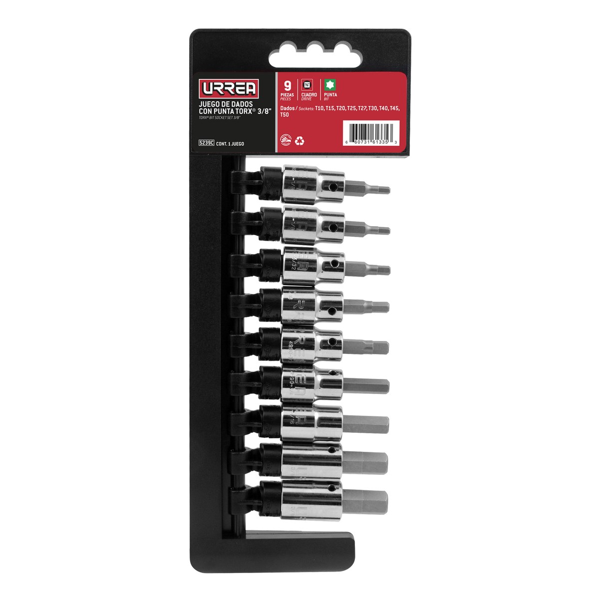 Juego de dados con punta torx cuadro de 3/8", 9 piezas Urrea - Imagen 2