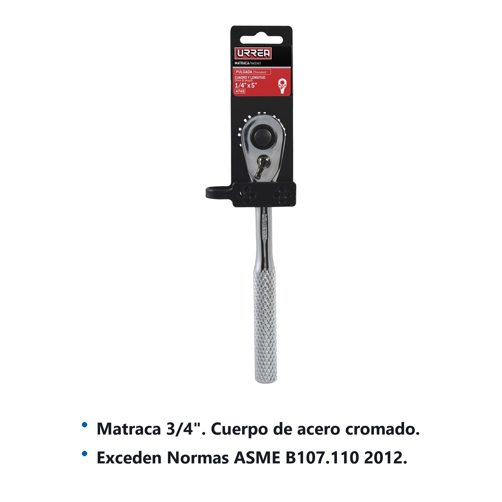 Matraca reversible cromada, quick release, para dado cuadro de 3/8" Urrea - Imagen 2