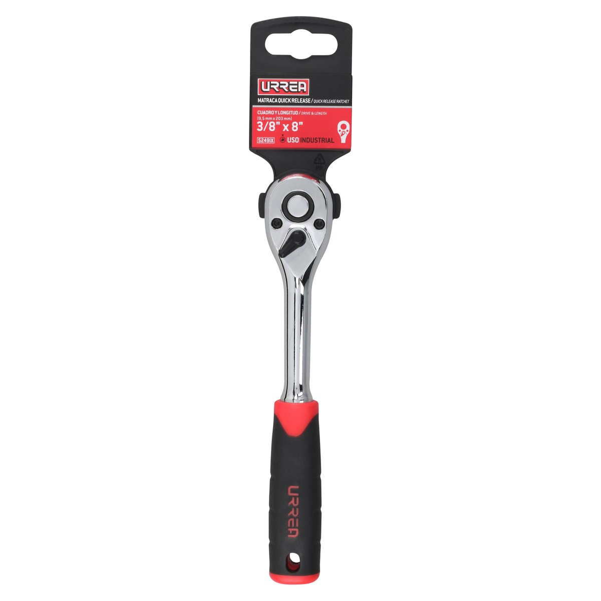Matraca reversible con mango bimaterial, quick release, para dado cuadro de 3/8" Urrea - Imagen 2