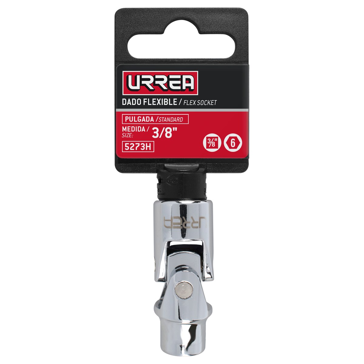 Dado flexible cuadro de 3/8", 6 puntas, en pulgadas, 3/8" Urrea - Imagen 3