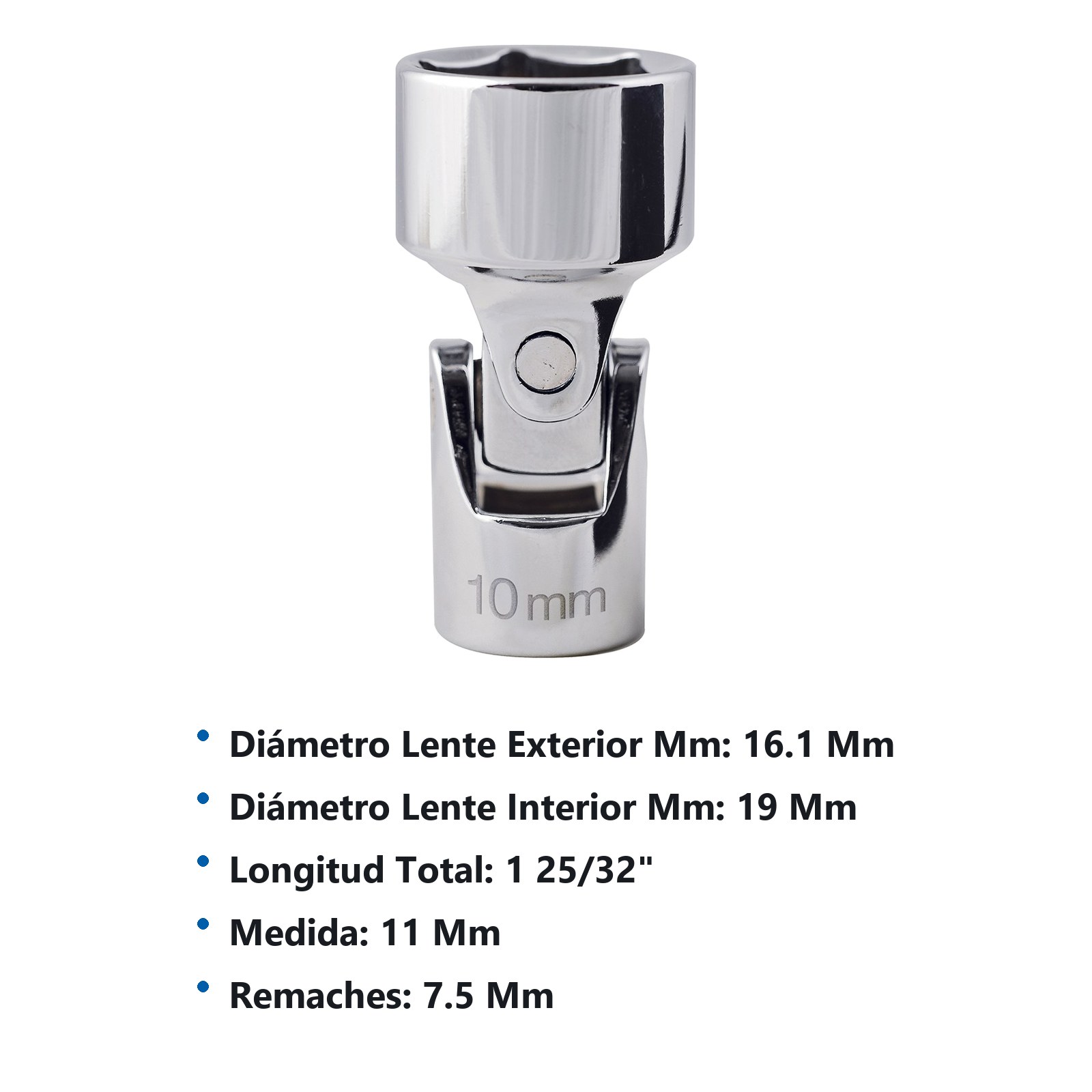 Dado flexible cuadro de 3/8", 6 puntas, métrico, 11 mm Urrea - Imagen 3