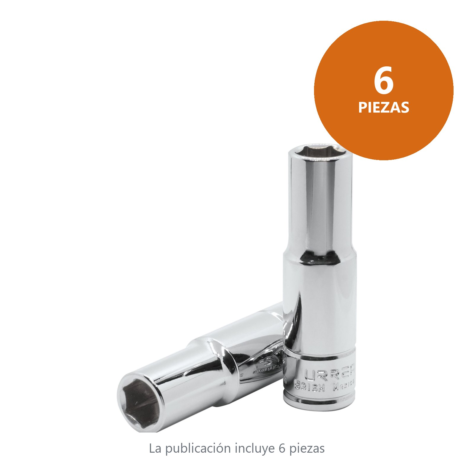 Dado largo cuadro de 1/2", 6 puntas, en pulgadas, 9/16" Urrea - Imagen 3