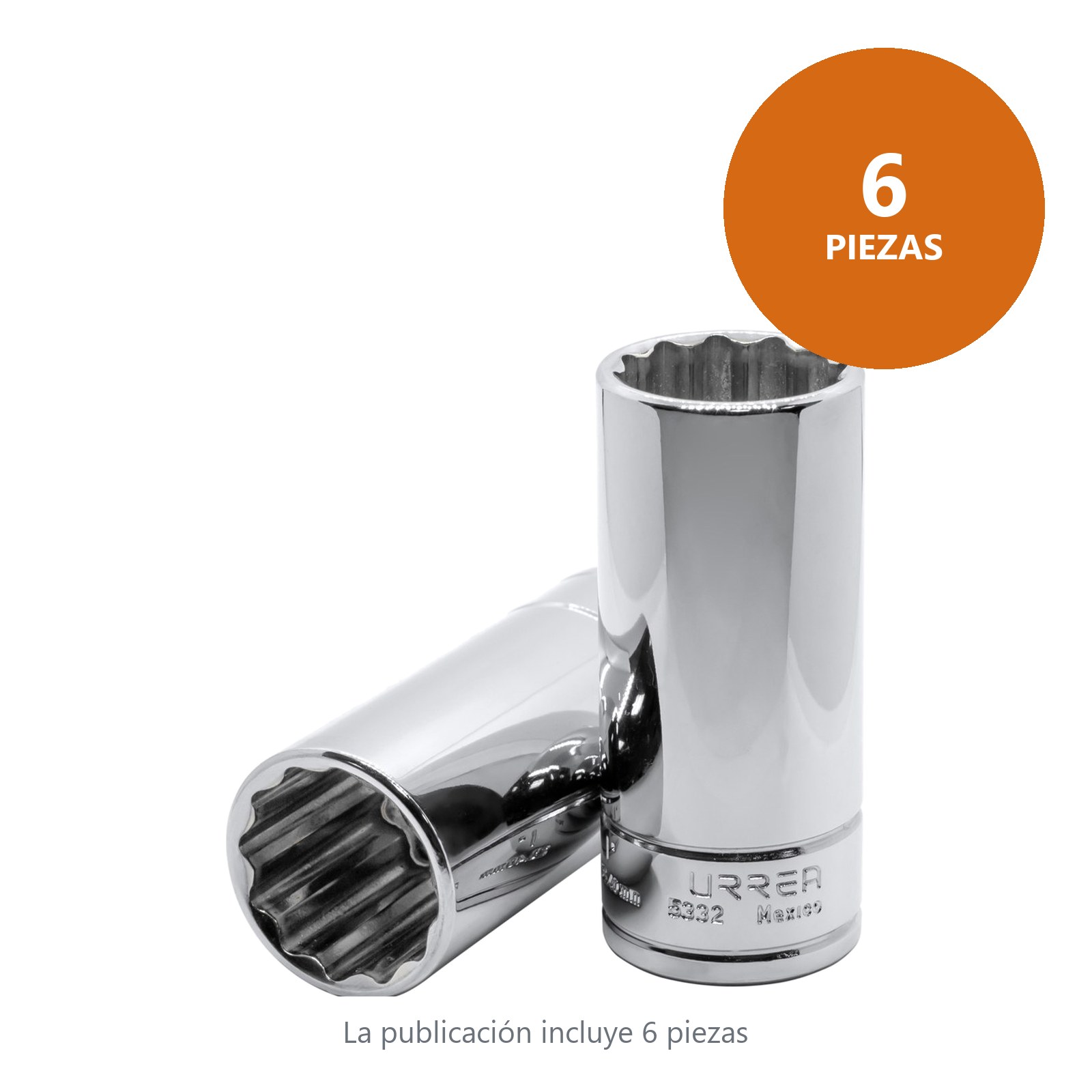 Dado largo cuadro de 1/2", 6 puntas, en pulgadas, 3/4" Urrea - Imagen 3