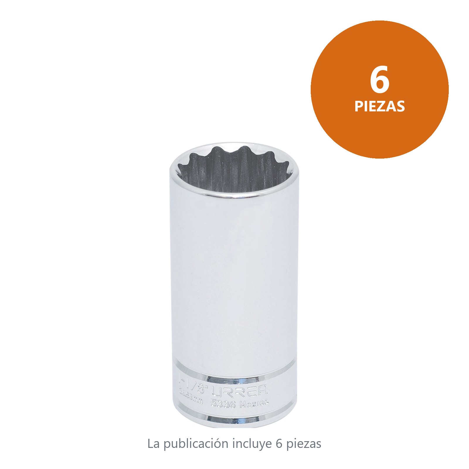 Dado largo cuadro de 1/2", 12 puntas, en pulgadas, 1-1/8" Urrea - Imagen 3
