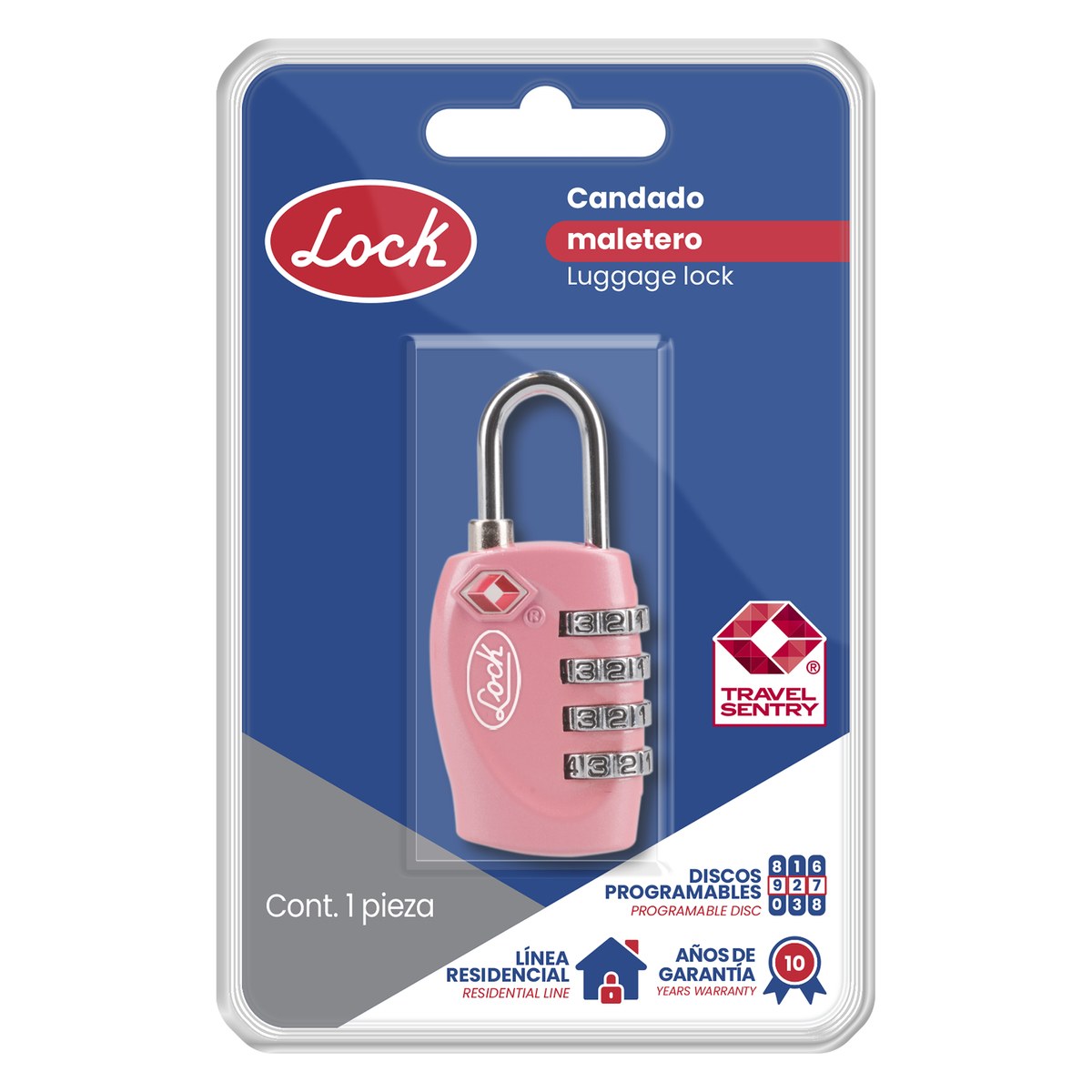 Candado de combinación programable TSA para maleta, rosa, 20 mm Lock - Imagen 2
