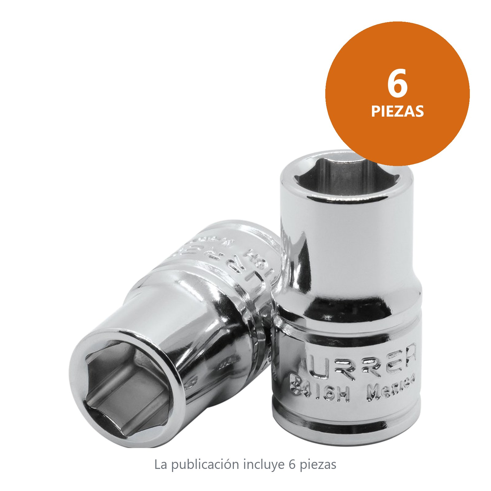 Dado cuadro de 1/2", 6 puntas, en pulgadas, 1/2" Urrea - Imagen 3