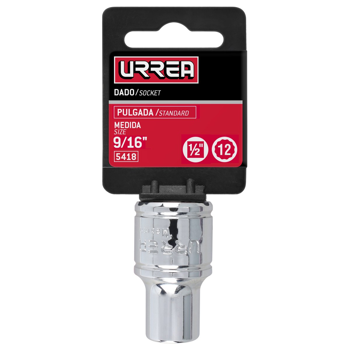 Dado cuadro de 1/2", 12 puntas, en pulgadas, 9/16" Urrea - Imagen 2