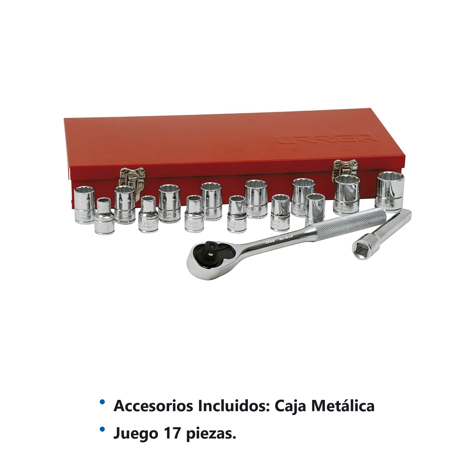 Juego de dados y accesorios cuadro de 1/2" métrico, 17 piezas Urrea - Imagen 3