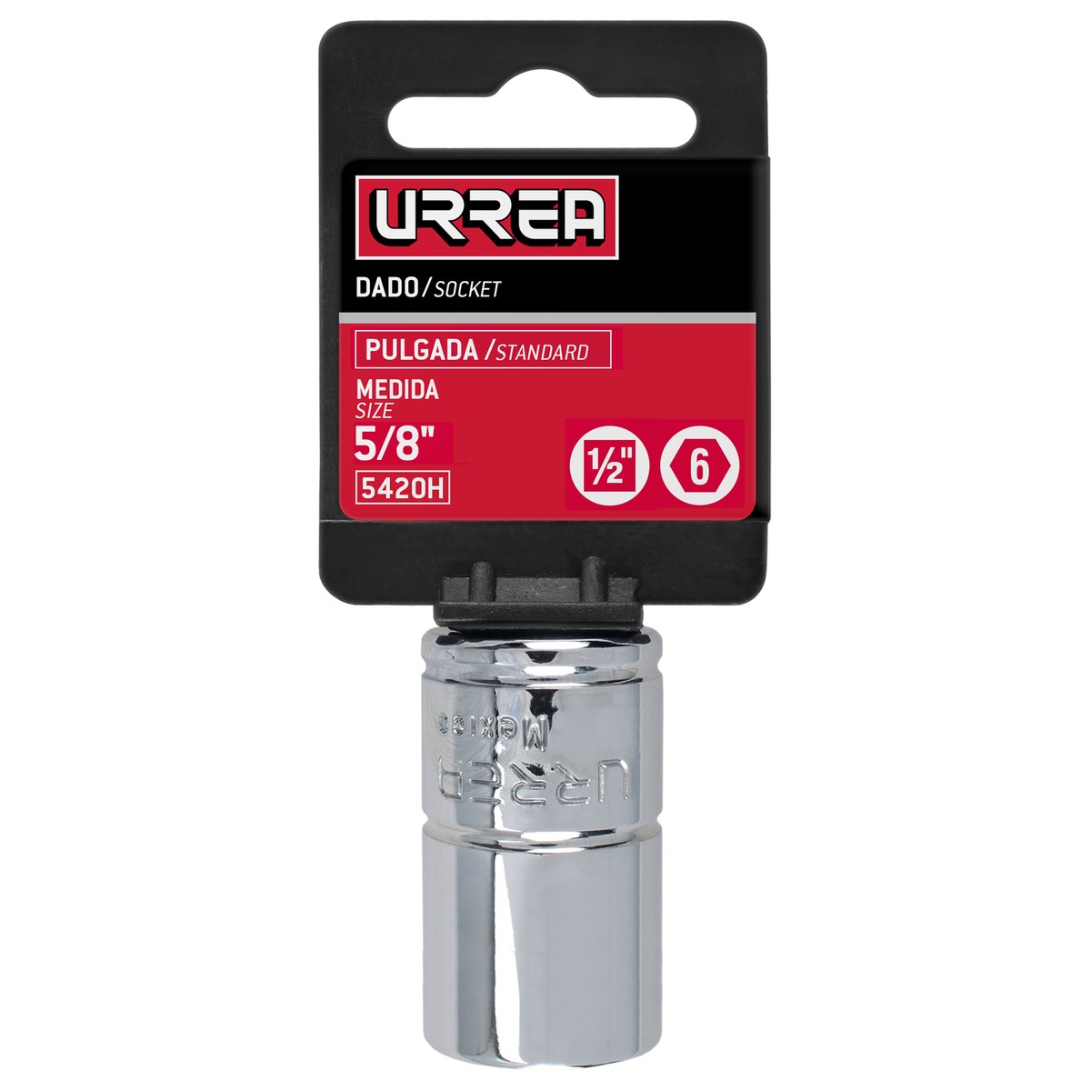 Dado cuadro de 1/2", 6 puntas, en pulgadas, 5/8" Urrea - Imagen 2