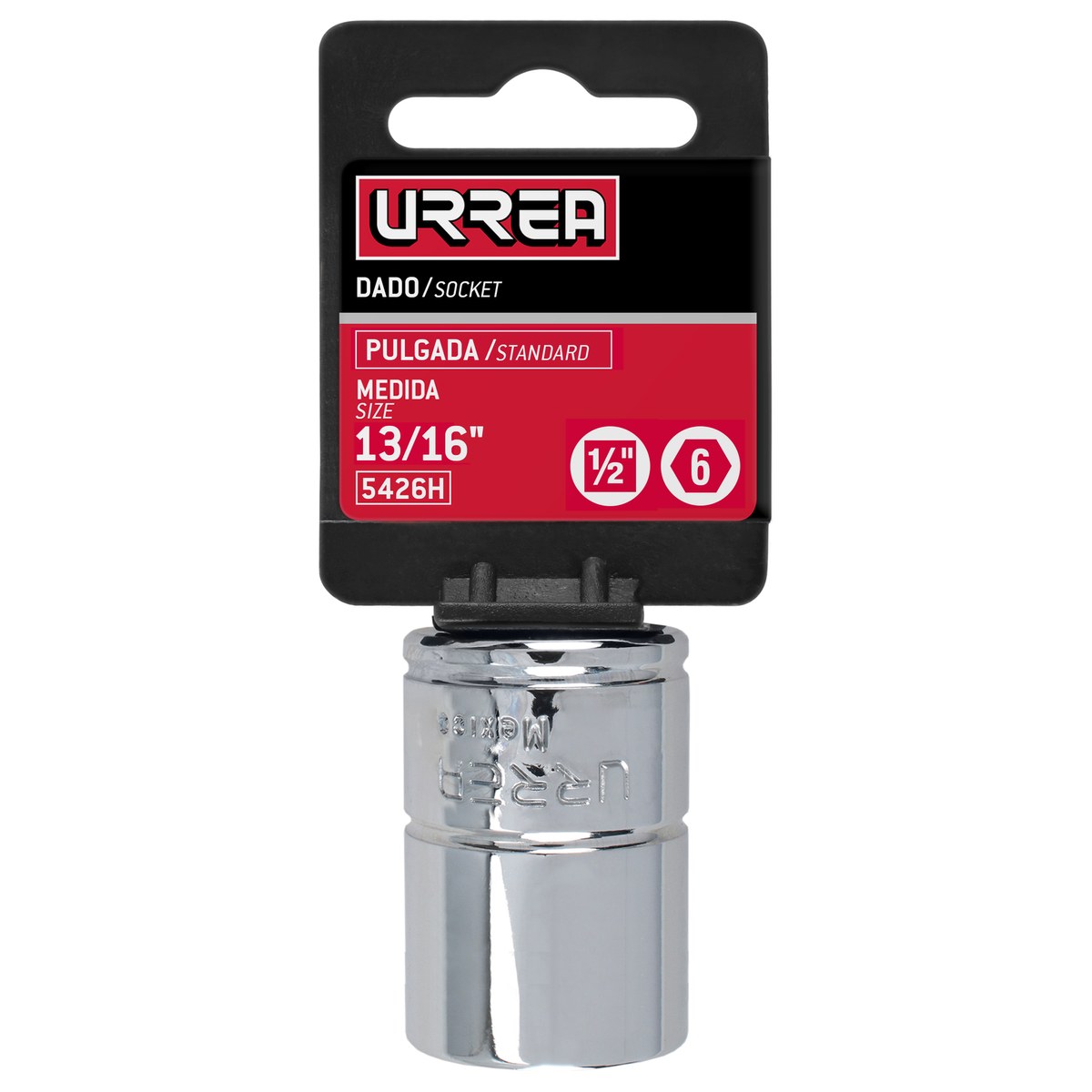 Dado cuadro de 1/2", 6 puntas, en pulgadas, 13/16" Urrea - Imagen 2