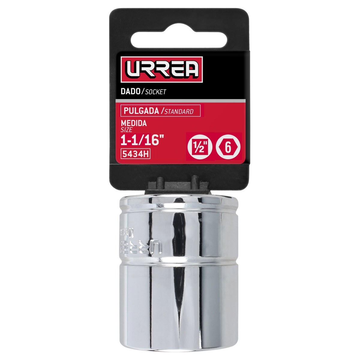 Dado cuadro de 1/2", 6 puntas, en pulgadas, 1-1/16" Urrea - Imagen 2