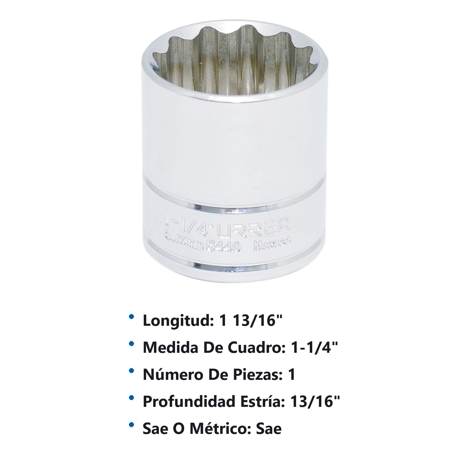 Dado cuadro de 1/2", 12 puntas, en pulgadas, 1-1/4" Urrea - Imagen 3