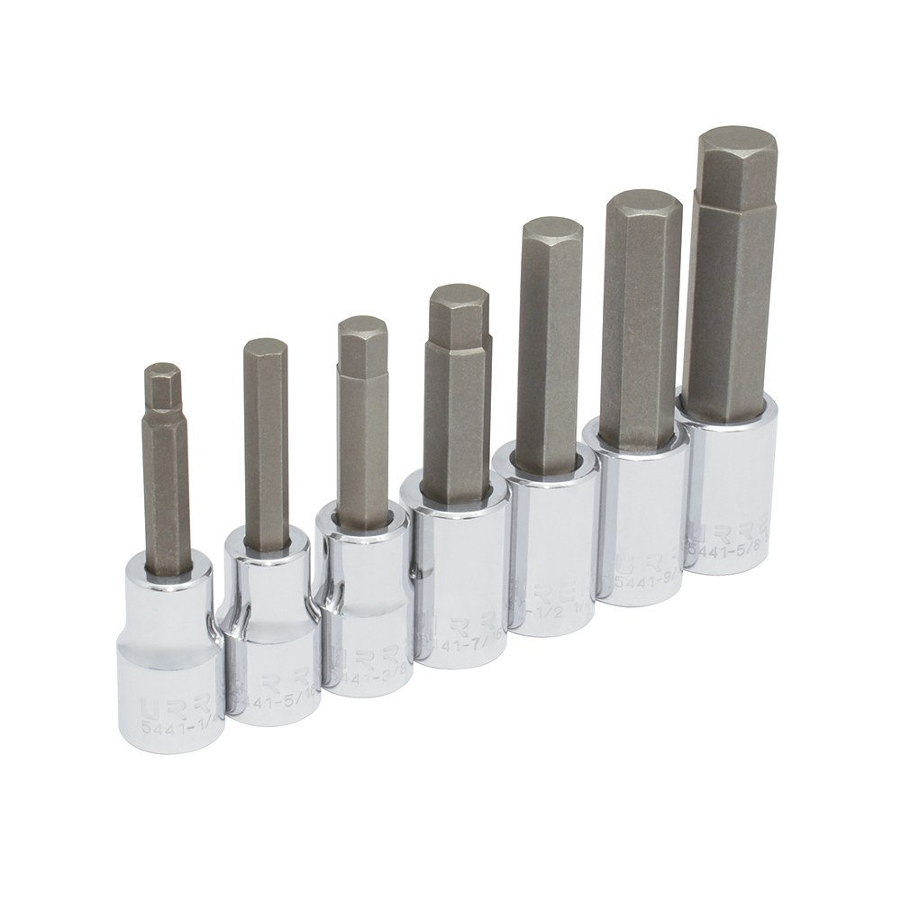 Juego de dados con punta hexagonal cuadro de 1/2", en pulgadas, 7 piezas Urrea