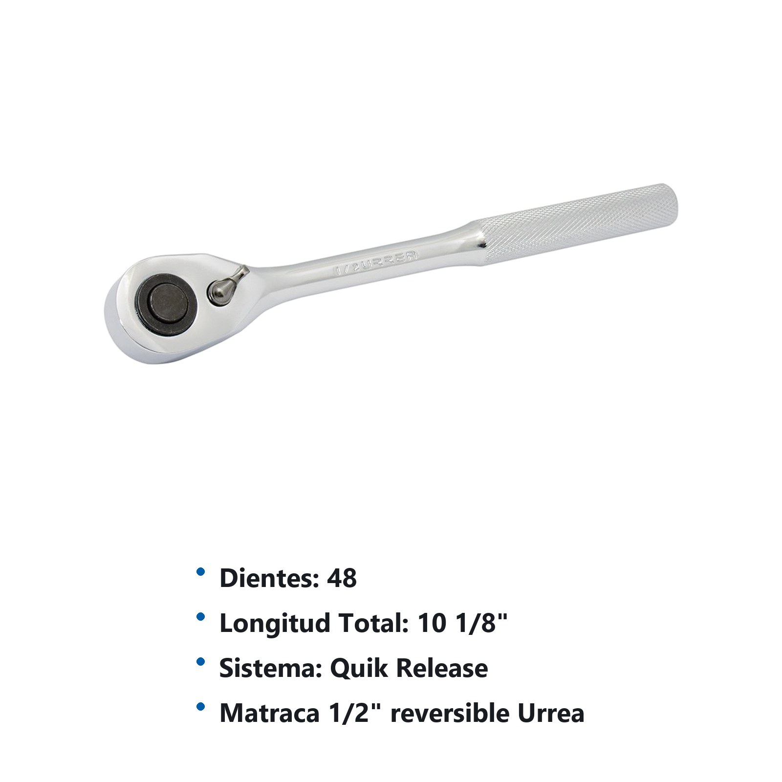 Matraca reversible cromada, quick release, para dado cuadro de 1/2" Urrea - Imagen 2