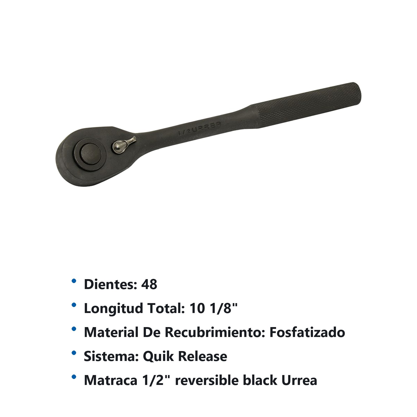 Matraca reversible fosfatizada, quick release, para dado cuadro de 1/2" Urrea - Imagen 2