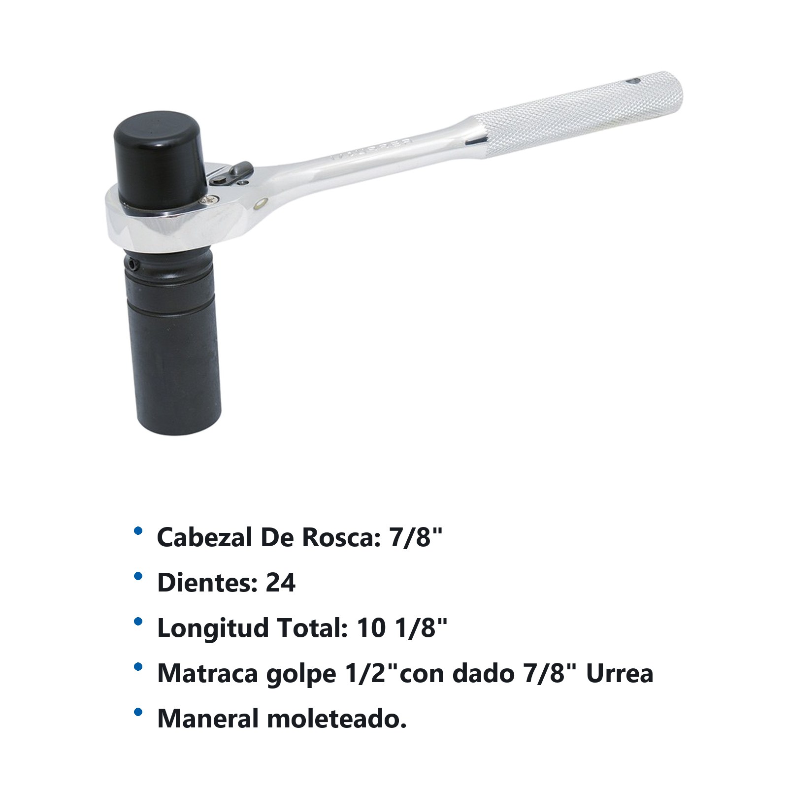 Matraca reversible con cabeza de golpe para dado de 7/8" y 1/2" Urrea - Imagen 2